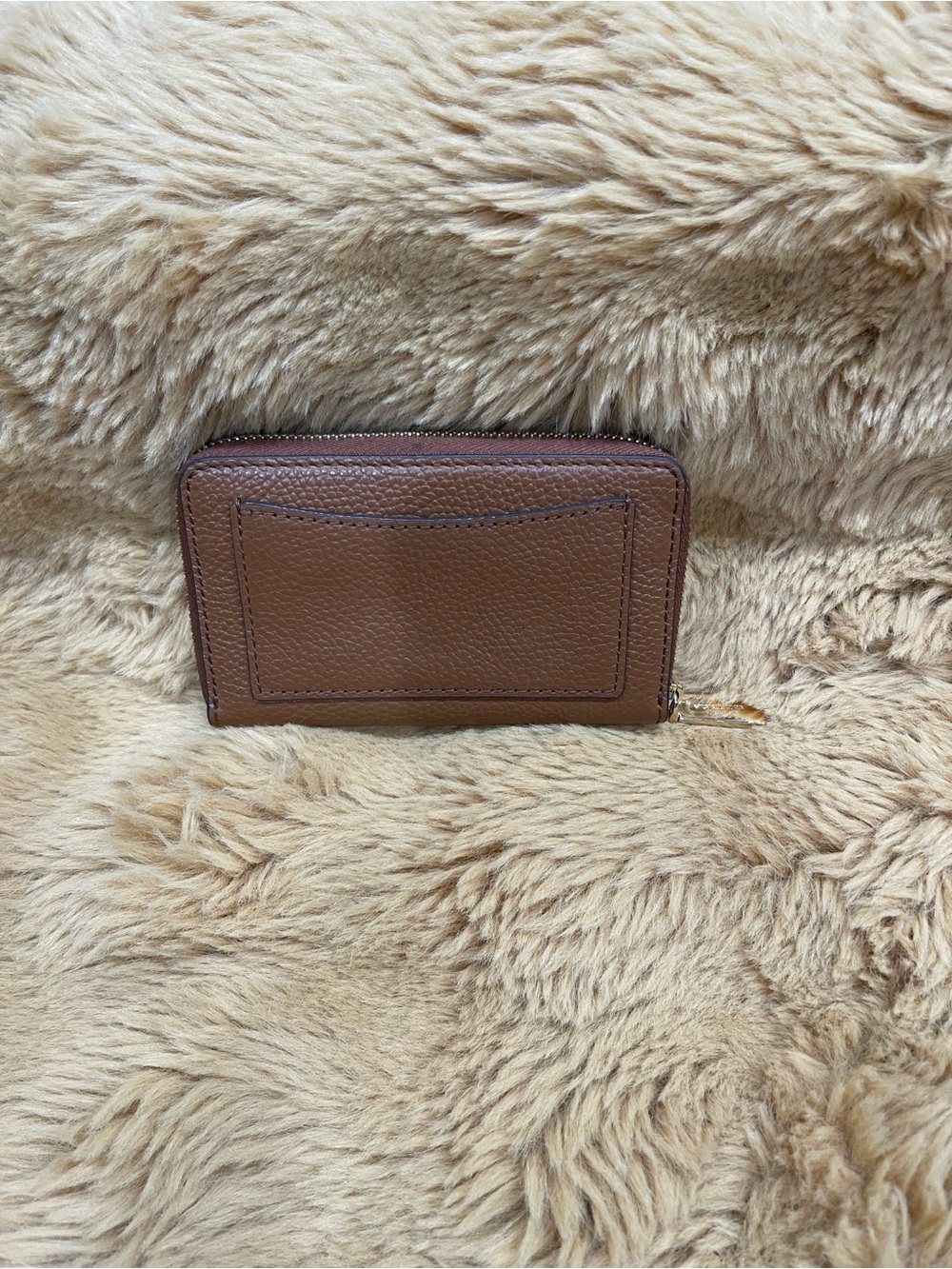 Michael Kors Cognac Pebbled Leather Zip Wallet - Picture 2 of 3